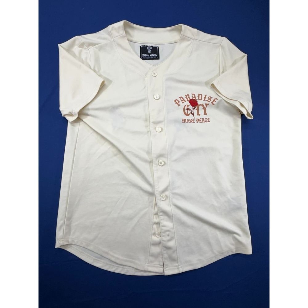 Rebel Minds Paradise City Baseball Jersey White Size Large‎